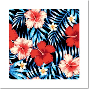 Hibiscus Floral pattern Posters and Art